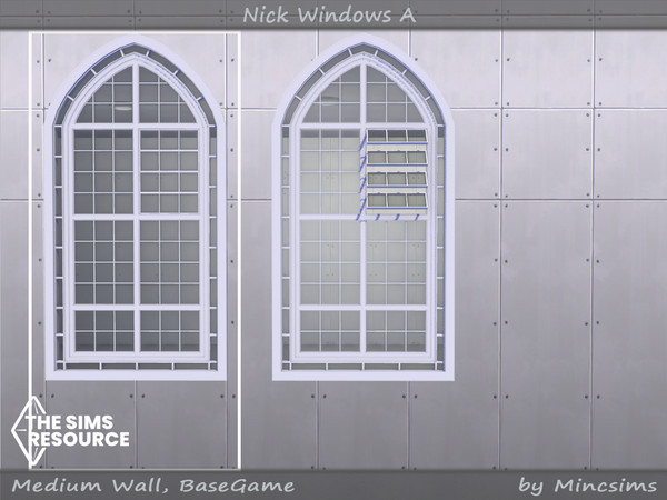 Sims 4 — Nick window A 2x4 by Mincsims — for medium wall 8 swatches