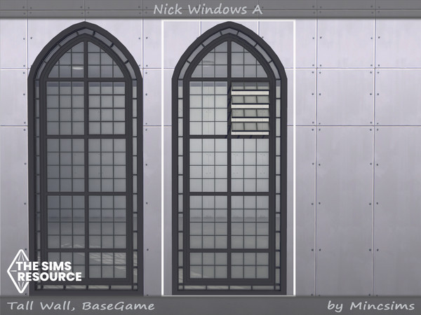 Sims 4 — Nick window A 2x5 Open by Mincsims — for tall wall 8 swatches
