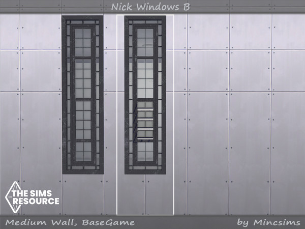 Sims 4 — Nick window B 1x4 Open by Mincsims — for medium wall 8 swatches