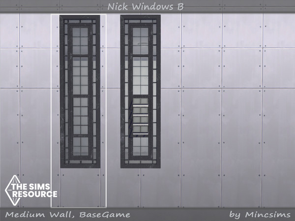 Sims 4 — Nick window B 1x4 by Mincsims — for medium wall 8 swatches