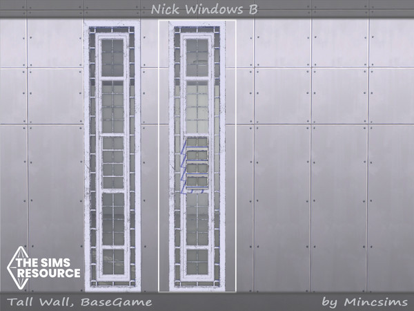 Sims 4 — Nick window B 1x5 Open by Mincsims — for tall wall 8 swatches