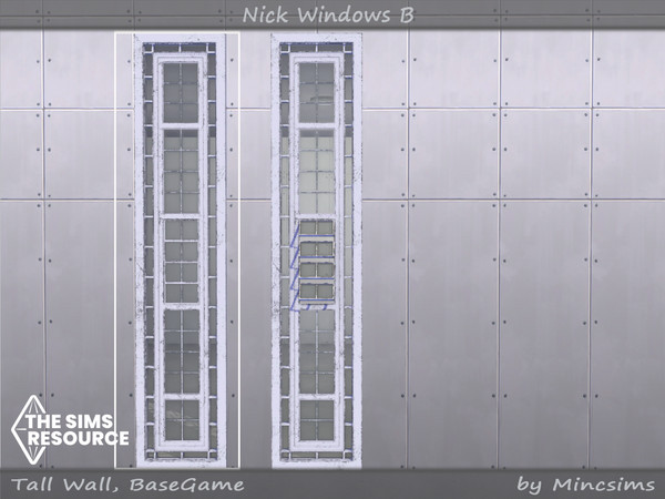 Sims 4 — Nick window B 1x5 by Mincsims — for tall wall 8 swatches