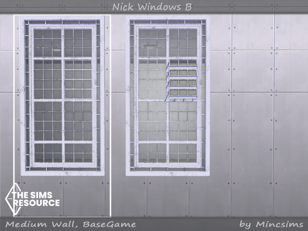 Sims 4 — Nick window B 2x4 by Mincsims — for medium wall 8 swatches