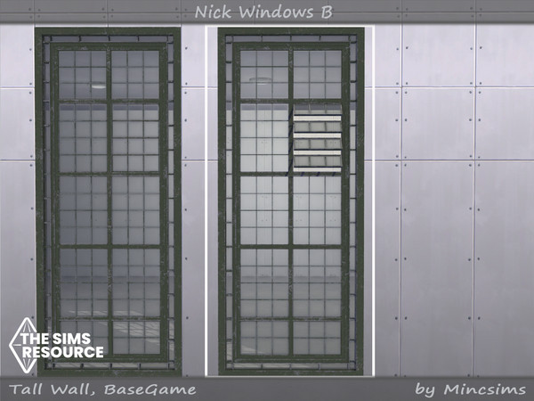 Sims 4 — Nick window B 2x5 Open by Mincsims — for tall wall 8 swatches