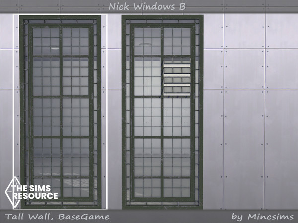 Sims 4 — Nick window B 2x5 by Mincsims — for tall wall 8 swatches
