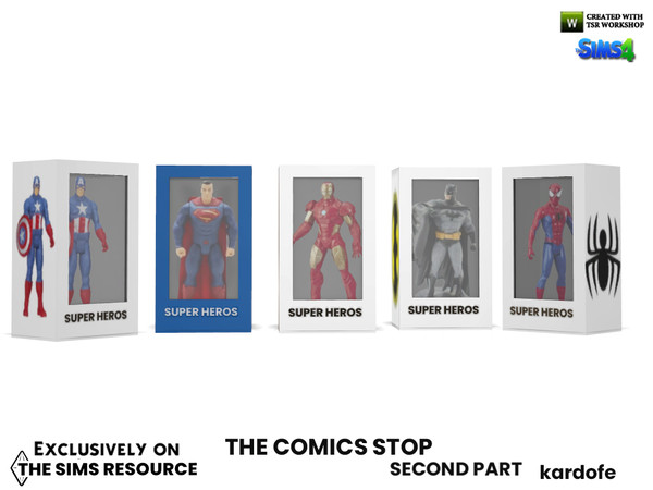 Sims 4 — The Comics Stop_Action figure by kardofe — Decorative box with super hero doll inside, in five different options