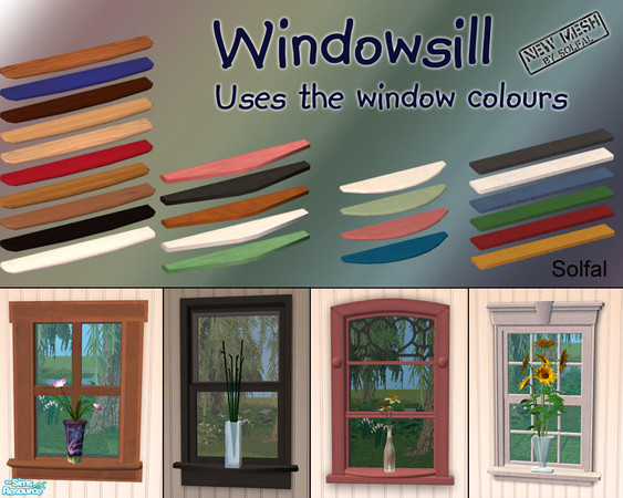 Sims 2 — Windowsill by solfal — You can use them in front of your windows and also as shelfs on the wall. As these are