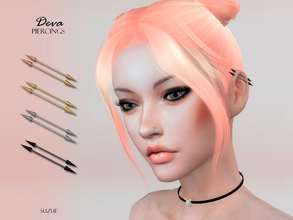 Sims 4 — Deva Piercings Set by Suzue — -New Mesh (Suzue) -6 Swatches -For Female and Male (Teen to Elder) -HQ Compatible