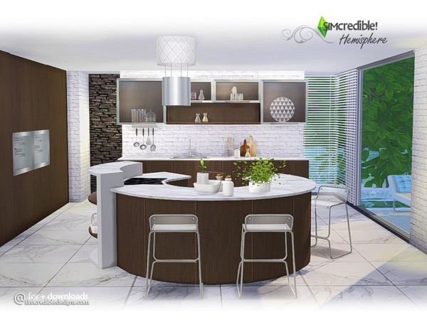 Sims 4 — Hemisphere by SIMcredible! — Bringing to TSR our Hemisphere kitchen. This set has a particular design since the