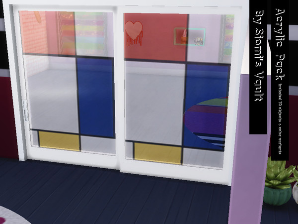 Sims 4 — Acrylic Set Door by siomisvault — A beautiful Mondrian door for all kind of rooms! Thanks for the support
