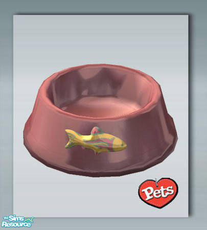 Sims 2 — Cats Fish Dish -  Mesh by Shakeshaft — A new feeding bowl for Cats with a fish motif, set includes recolours.