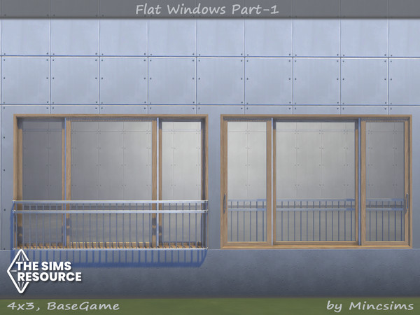 Sims 4 — Flat Window 4x3 by Mincsims — for 4 tiles, short wall 8 swatches