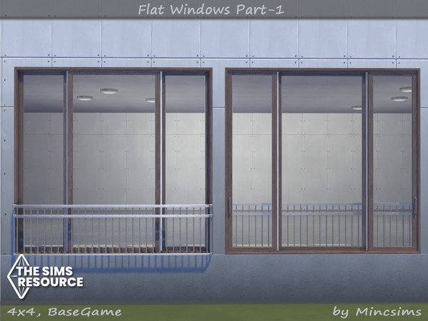 Sims 4 — Flat Window 4x4 by Mincsims — for 4 tiles, medium wall 8 swatches