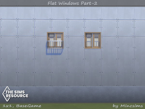 Sims 4 — Flat Window 1x1 by Mincsims — for 1 tile, short wall 8 swatches