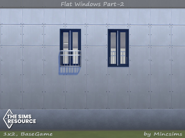 Sims 4 — Flat Window 1x2 by Mincsims — for 1 tile, short wall 8 swatches