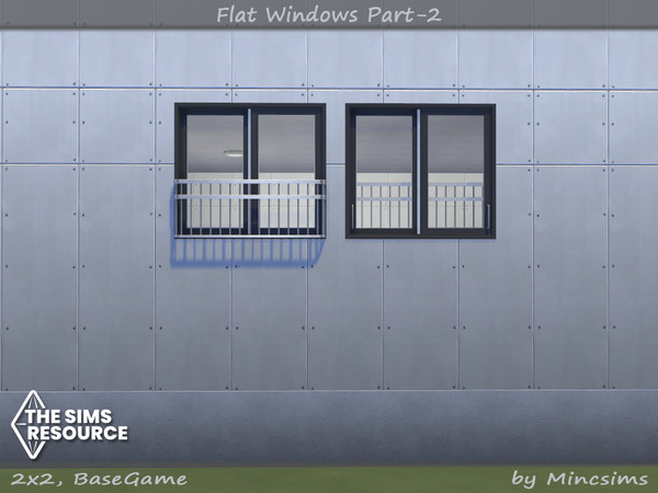 Sims 4 — Flat Window 2x2 by Mincsims — for 2 tiles, short wall 8 swatches