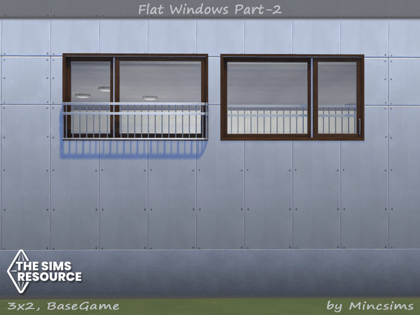 Sims 4 — Flat Window 3x2 by Mincsims — for 3 tiles, short wall 8 swatches