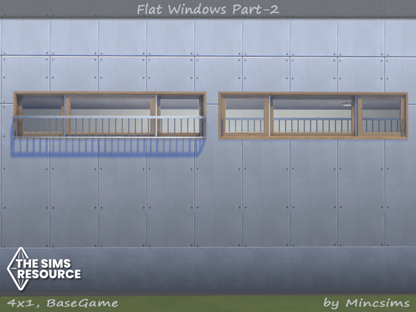 Sims 4 — Flat Window 4x1 by Mincsims — for 4 tiles, short wall 8 swatches