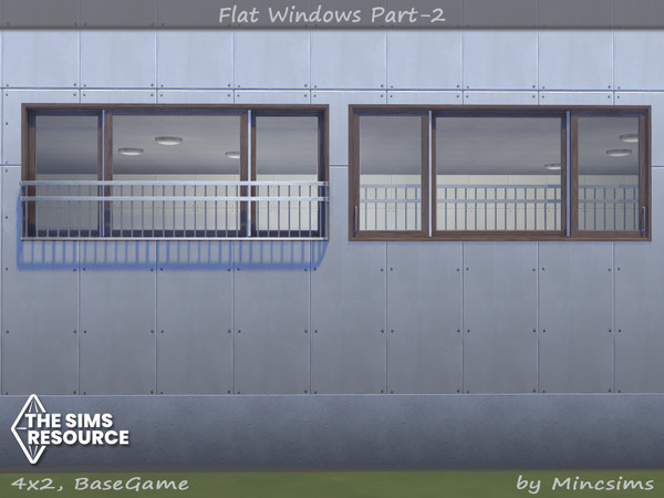 Sims 4 — Flat Window 4x2 by Mincsims — for 4 tiles, short wall 8 swatches