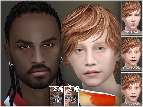 Sims 4 — Ron facemask by BAkalia — Hello Realistic facemask for male sims in twenty skin colors. It works like a
