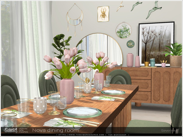 Sims 4 — Nova dining room by Severinka_ — A set of furniture and decor for decoration dining room in the Scandi style.