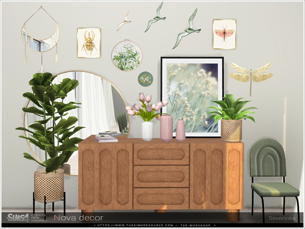 Sims 4 — Nova decor by Severinka_ — A set of decor in the Scandi style. The set includes 9 objects: - floor flowerpot -