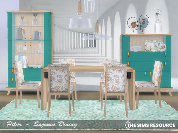 Sims 4 — Sajonia Dining by Pilar — Wooden furniture that transmits serenity 