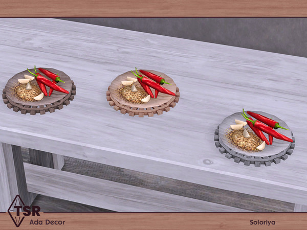 Sims 4 — Ada Decor. Plate with Spices and Pepper by soloriya — Plate with spices, garlic and pepper. Part of Ada Decor