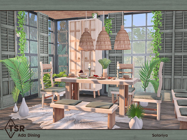 Sims 4 — Ada Dining by soloriya — A set of furniture for kitchens and dining rooms. Includes 9 objects, has 3 color