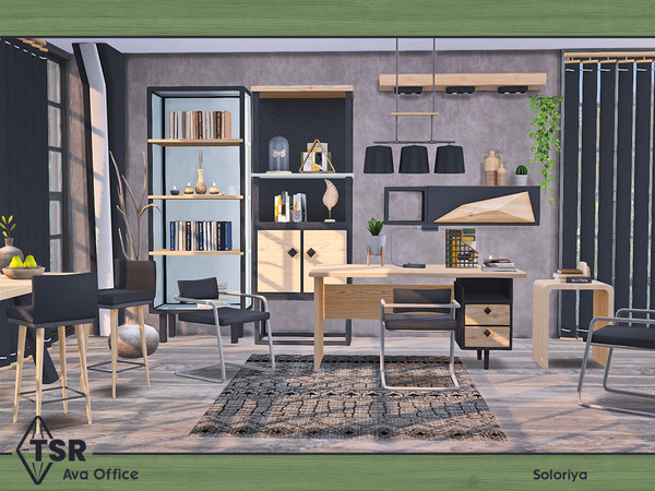 Sims 4 — Ava Office by soloriya — A set of modern furniture for your offices. Has 2 color palettes, includes 11 objects: