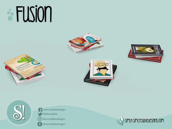Sims 4 — Fusion books by SIMcredible! — by SIMcredibledesigns.com available at TSR 4 colors variations
