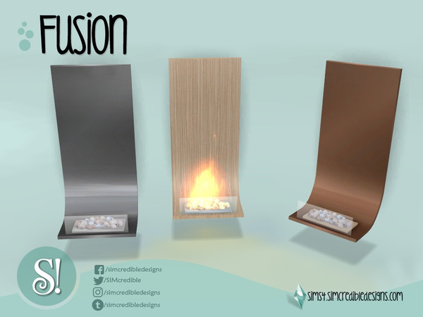 Sims 4 — Fusion Fireplace by SIMcredible! — by SIMcredibledesigns.com available at TSR 4 colors variations
