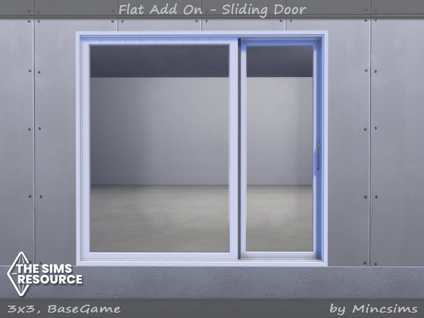 Sims 4 — Flat Sliding Door 3x3 by Mincsims — for short wall 8 swathces