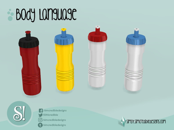 Sims 4 — Body Language Bottle by SIMcredible! — since there's no base game drinkable bottle to clone from, this is decor