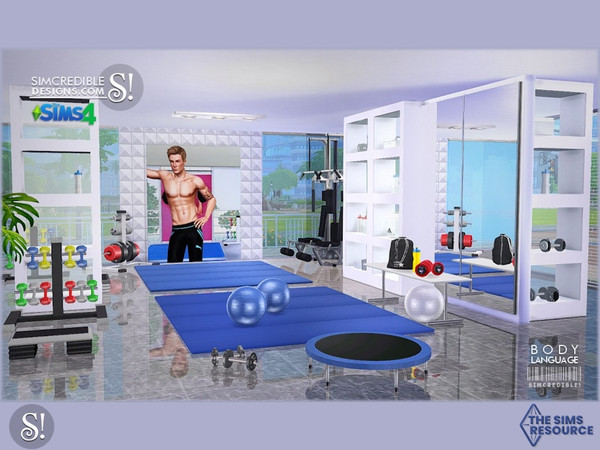 Sims 4 — Body Language by SIMcredible! — Go fitness with your sims! This is the Body Language room, a decor set to help