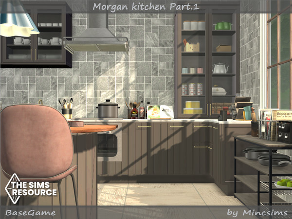 Sims 4 — Morgan Kitchen Part.1 by Mincsims — The set consists of 9 packages. -3 Counters(All LODs included) -1 Island(All