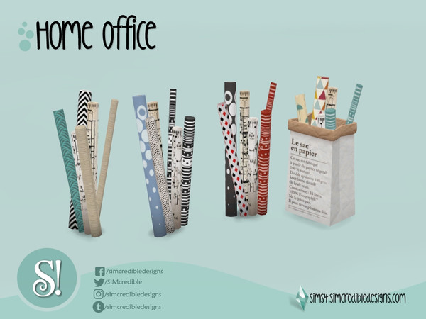 Sims 4 — Home Office paper rolls large by SIMcredible! — by SIMcredibledesigns.com available at TSR 4 colors variations