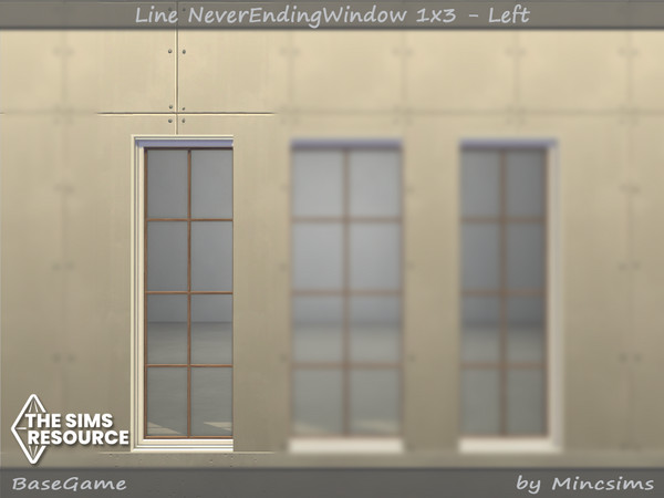 Sims 4 — Line NeverEndingWindow 1x3 - Left by Mincsims — Left side 10 swathces for short wall