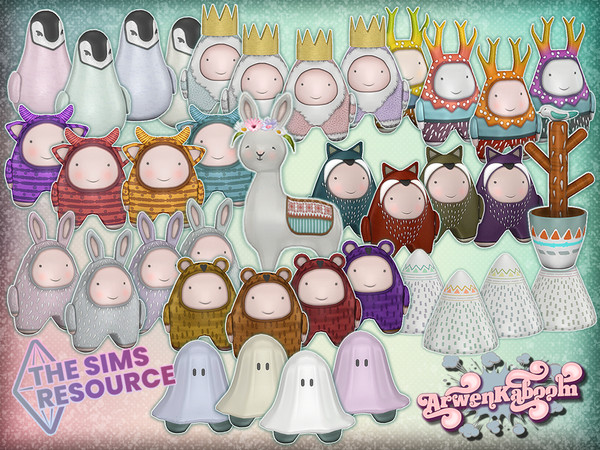 Sims 4 — Litzoos Friends by ArwenKaboom — Decorative, colorful animal toys to brighten any kids room. They are little