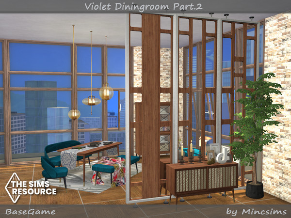 Sims 4 — Violet Diningroom Part.2 by Mincsims — I wanted to make a dining furniture set in a mid-century modern style.