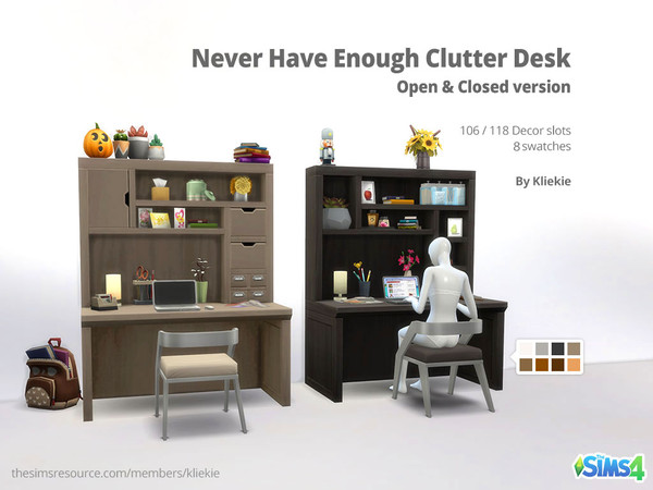 Sims 4 — Never Have Enough Clutter Desk by kliekie — Original model is 'What's Your Favorite Hobby Craft Storage Desk'