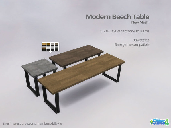 Sims 4 — Modern Beech Table by kliekie — Simple dining table with black legs and colored top, comes in 8 swatches.