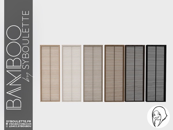 Sims 4 — Bamboo - Door (short wall) by Syboubou — This is a shuttered door for your build ! It will fit short wall