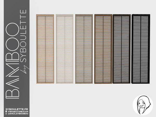 Sims 4 — Bamboo - Door (tall wall) by Syboubou — This is a shuttered door for your build ! It will fit tall wall height.