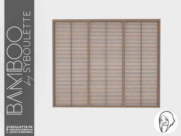 Sims 4 — Bamboo - Closed windows (medium wall) by Syboubou — This is a shuttered tri windows for your build ! It will fit