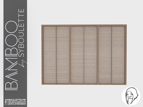 Sims 4 — Bamboo - Closed windows (short wall) by Syboubou — This is a shuttered tri windows for your build ! It will fit