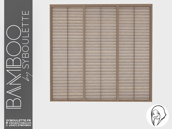 Sims 4 — Bamboo - Closed windows (tall wall) by Syboubou — This is a shuttered tri windows for your build ! It will fit