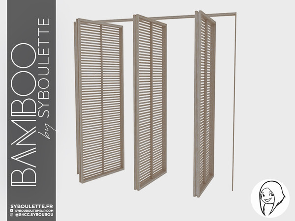 Sims 4 — Bamboo - Opened windows (tall wall) by Syboubou — This is a shuttered tri windows for your build ! It will fit