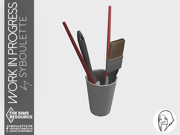 Sims 4 — Paint brushes pot by Syboubou — Some brushes in a pot holder !