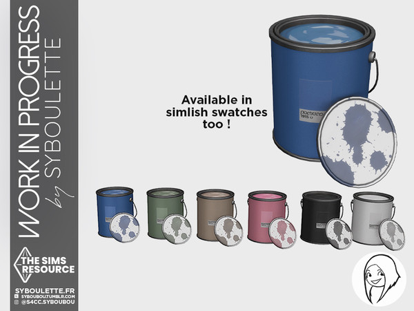 Sims 4 — Open paint can by Syboubou — A opened paint can. All swatches are also available in simlish !